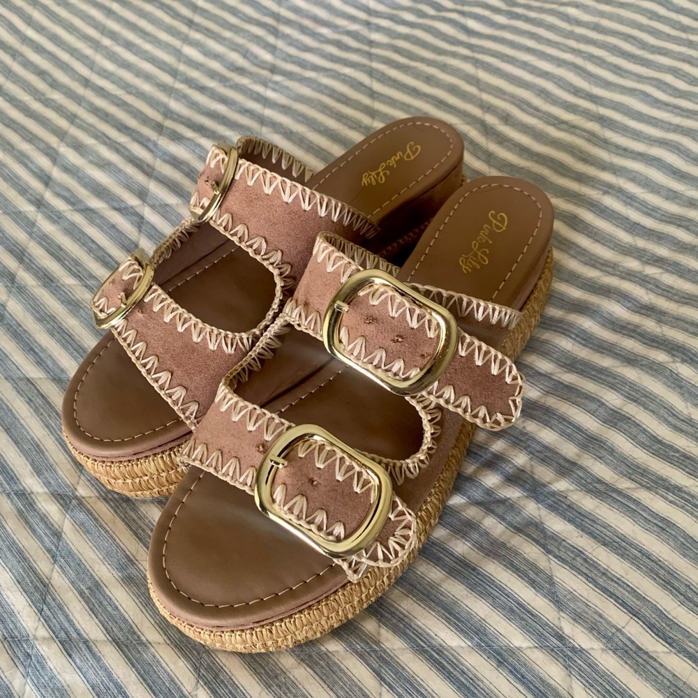 Pink Lily wedge sandals, sold out online in this size!